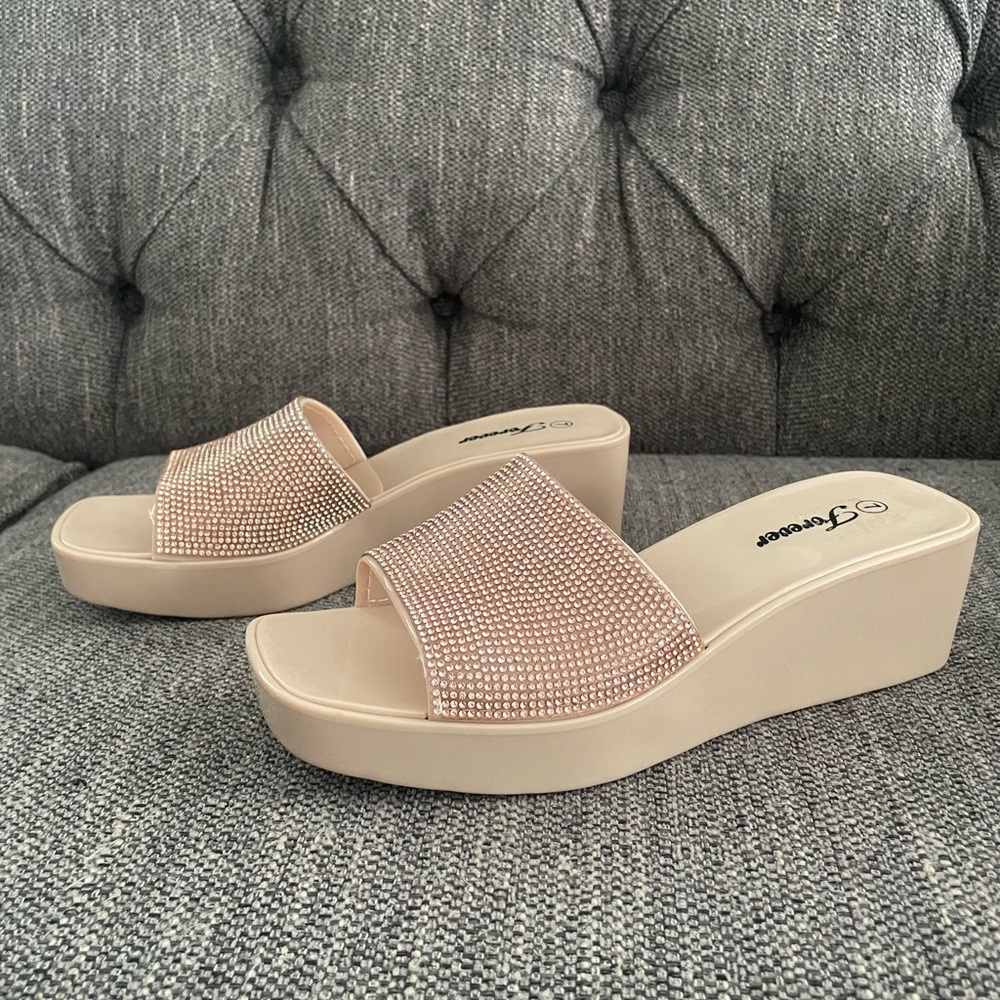 Forever Wedge Slides with Bling